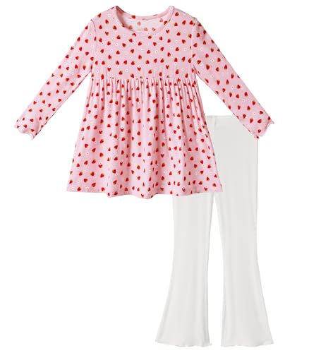 Image of Toddler Girls' Clothes-Viscose from Bamboo, Long Sleeve Ruffle Top with Pant Sets for Kids 2Pcs Fall Outfits 2T-6Y