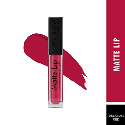 Image of Swiss Beauty Ultra Smooth Matte Liquid Lipstick, Passionate Red 302-04, 6ml - Smooth Lip Color, Weightless Finish, Silky Matte Finish, Iconic Lip, Matte Finish, Matte Lipstick, Liquid Lipstick