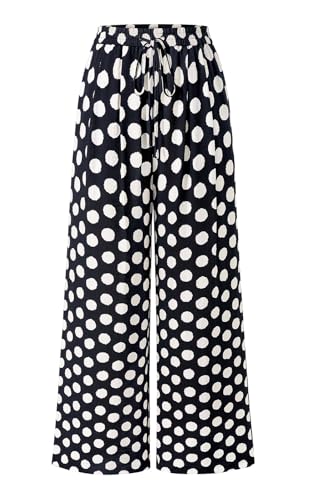 Image of PRETTYGARDEN Womens Pants Elastic Waist Floral Lightweight Palazzo Pants for Women Casual Lounge Wide Leg Pants Woman