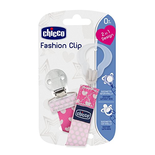 Prendedor de Chupeta Fashion Clip Girl, Chicco, Rosa