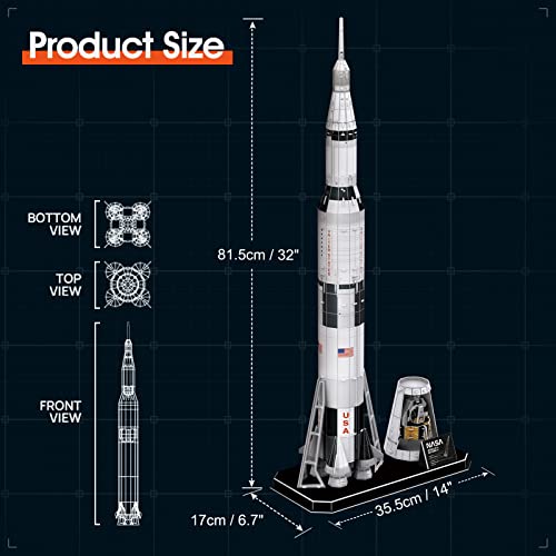 NASA Apollo Saturn V 3D Puzzles for Adults Kids Space Toys for Boys 5-8 Rocket Ship, Puzzles for Kids Ages 8-10 12-14 Crafts for Adult Space Exploration Puzzle Model Kit, 136 Pieces Easter Gifts - Image 7