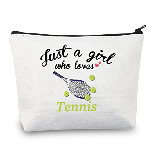 CMNIM Tennis Makeup Bag for Girls Tennis Players Gifts Just a Girl Who Loves Tennis Racquet Cosmetic Bags Small Travel Pouches (just a Girl Who Loves Tennis Makeup Bag)