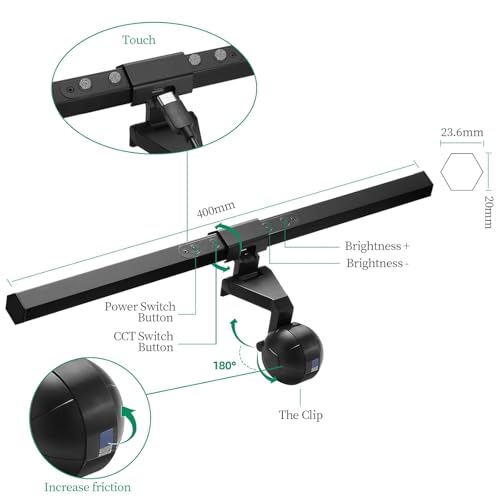 Image of Quntis Monitor Light Bar, ScreenLinear Pro Computer Reading Lamp with Auto-Dimming, Ra98 CRI Eye-Care Screen Light, No Glare /Flicker-Free LED Desk Lamp for Home Office, Students & Gaming (15-22 inch)