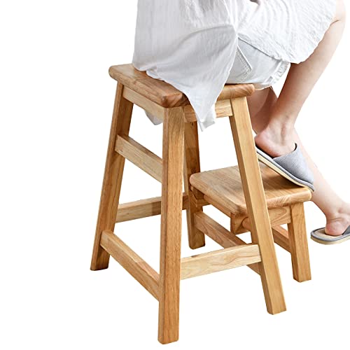 KLYDBMYT Taburete Plegable de Madera con escalones para el hogar, Cocina, Biblioteca, Escalera pequeña Antideslizante con características de Seguridad.