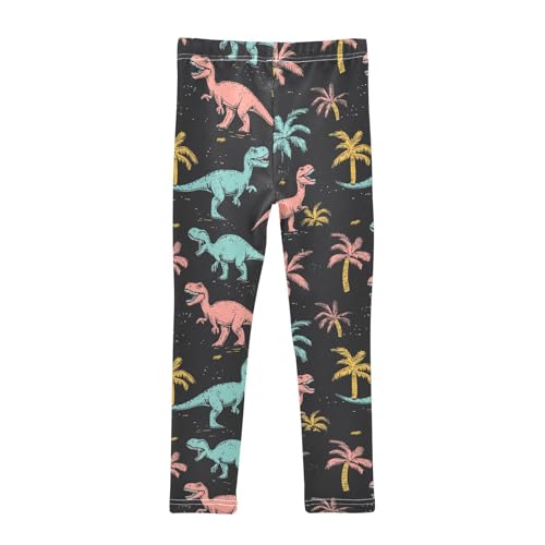 Wusikd Dinosaurs Poses Girls' Leggings Toddler Doodles Colors Kids Yoga Pants Dance Active Tights 4T2