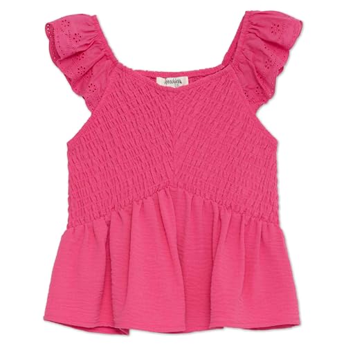 Speechless Girls' Ruffled Sleeve V-Neck Smocked Top