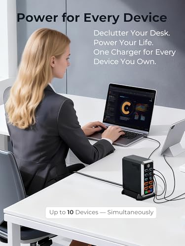 Cargador tipo C de 140W para múltiples dispositivos estación de carga USB 2