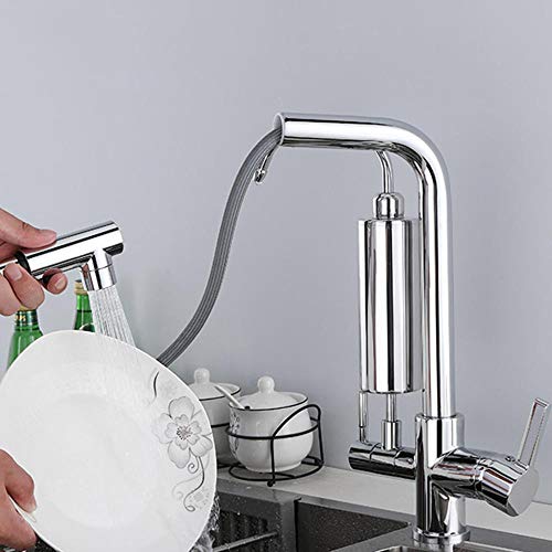 Mélangeur de Cuisine Filtrant en Laiton contre le Calcaire avec Bec Extensible