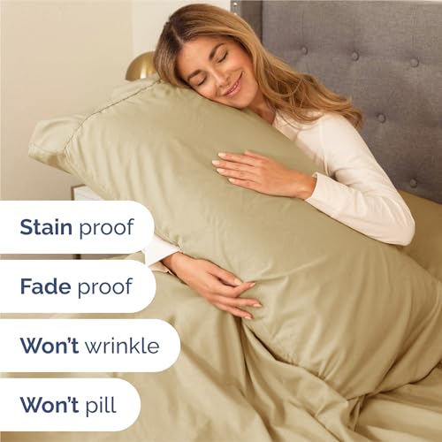 Image of King 6 Piece Bed Sheet Set - Comfy, Breathable & Cooling Sheets - Beige | Ultra Soft Hotel Luxury Bedding Set w / 8-16 Inch Deep Pockets - 1 Flat & 1 Fitted Sheet & 4 Pillowcases - Wrinkle & Fade Free