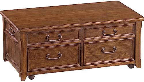 Signature Design by Ashley Woodboro Traditional Rectangular Lift Top Coffee Table with 4 Drawers and Casters For Movement, Dark Brown