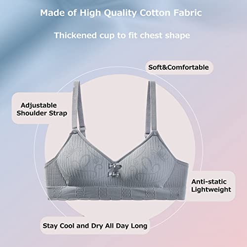 Teen Girls Cotton Bras Breathable Underwear Wire Free Sports Bra with Adjustable Straps Training Bralette2