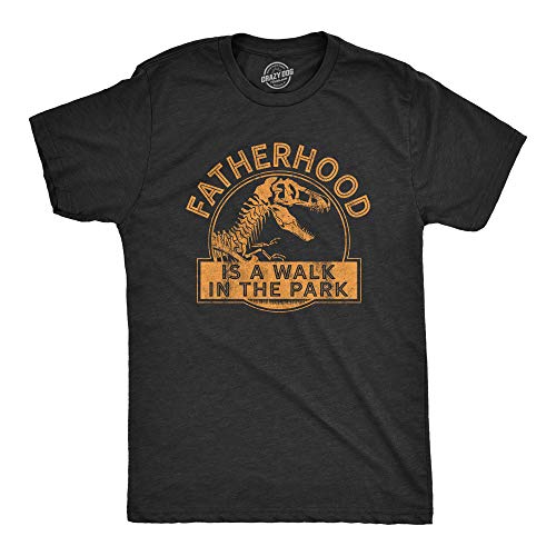 T-shirt homme humour dinosaure Fatherhood is A Walk in The Park en coton chiné
