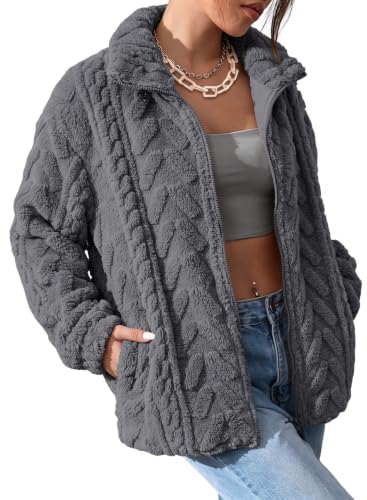 Image of Dokotoo Winter Fleece Jacket for Women 2026 Zipper Casual Coat with Pockets