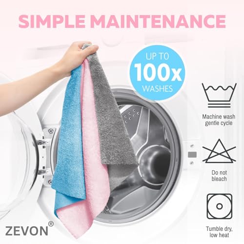 Image of ZEVON Microfibre Cleaning Cloth Roll | Reusable Towel Pack of 20