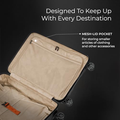 Image of Briggs & Riley 27 inch Medium Spinner - Checked Luggage for Travel, Suitcases with Wheels, Hardside Rolling Bag for Men & Women, Self-Repairing Zipper - Torq Collection, Stealth Black