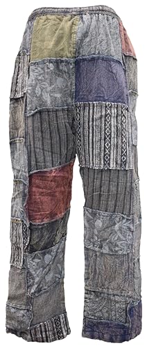 Gheri Mens Patchwork Fleece Lined Winter Boho Print Cotton Trousers4