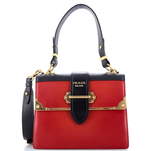 Pre-Loved Cahier Convertible Shoulder Bag City Calf and Saffiano Medium, Red