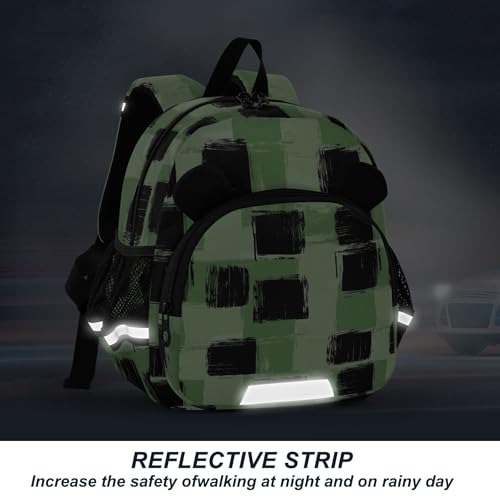 Green Black Buffalo Check Plaid Toddler Backpack for Girls Boys,Preschool Kindergarten Backpacks B04034784