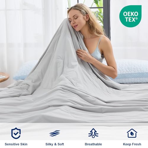 Qutool Sommerkühldecke Doppelseitig - Leichte Selbstkühlende kühlende Decke mit Arc-Chill, Atmungsaktive Sommerdecke für Heiße Schläfer, 228x228cm Grau