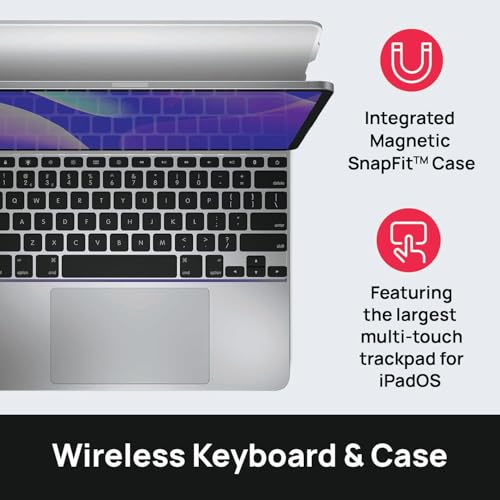 Brydge 12.9 MAX+ Wireless Keyboard Case with Multi-Touch Trackpad for iPad Pro 12.9" & iPad Air 13", White Magnetic SnapFit Case, Silver Keyboard by Brydge - Image 2