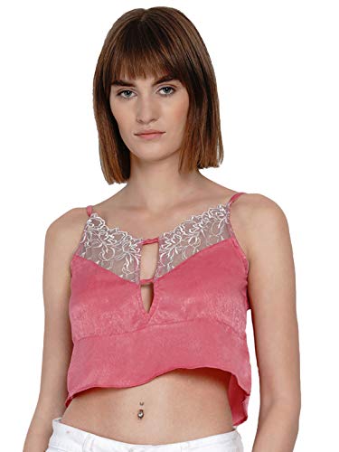 Image of EROTISSCH Women Pink Self Design Tank Top