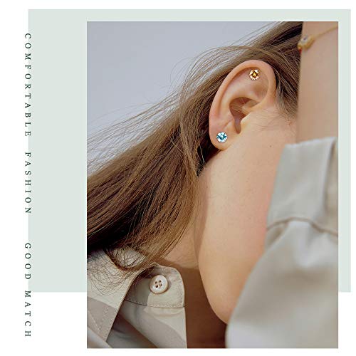 Thunaraz 16Pairs 20G Stainless Steel Cartilage Stud Earrings Set For Women Men Barbell Cartilage Helix Tragus Ear Piercing Cz Screwback Earrings Set Ear Lobe Piercing Jewelry #TOP6