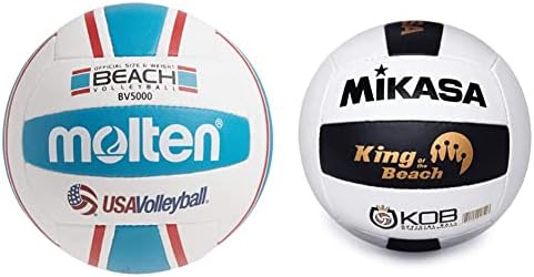 Molten Elite Beach Volleyball, Red/Blue & The Miramar® King of The Beach® Volleyball by Mikasa - The 2022 Official Tour Beach Volleyball Designed by Olympian and World Champion Sinjin Smith.