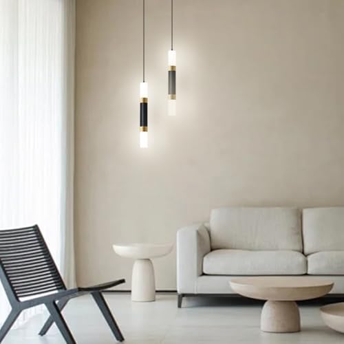 Lámpara colgante lineal LED de tubo negro de 6W y tira de metal con tres colores de luz 6