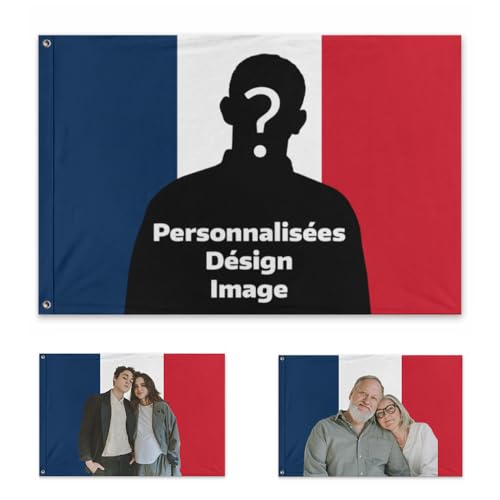 Personnalisées Drapeau France Personnalisé votre propre photo - Style Classique Style Vintage - Idéal pour décorer des comédies musicales, des clubs, des chambres et des fêtes