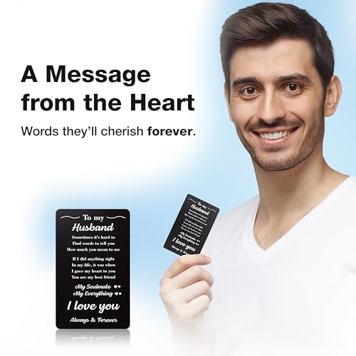 To My Husband Wallet Card – Anniversary Gift, Engraved Metal Keepsake for Wedding, Birthday, Valentine’s Day, or Just Because Gift from Wife2