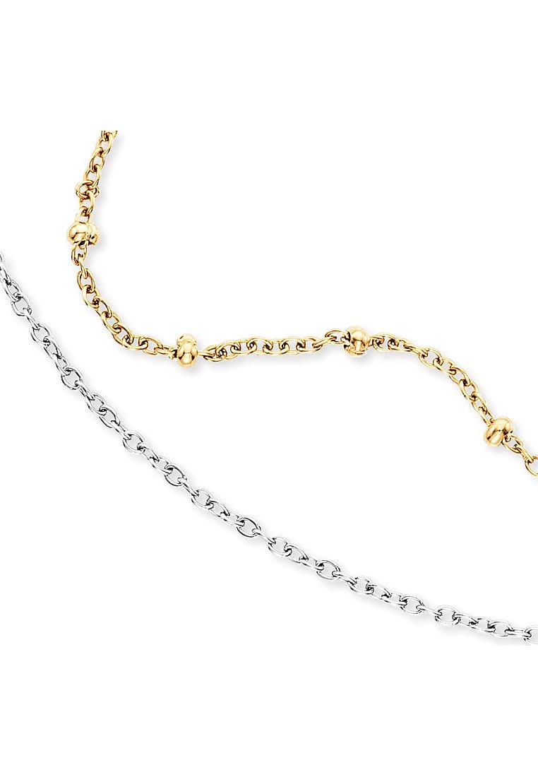 Engelsrufer Twin Moonlight - Cavigliera da donna, bicolore in acciaio inossidabile, argento, oro, lunghezza regolabile, senza nichel, adatta per chi soffre di allergie, 22 cm, Acciaio inossidabile