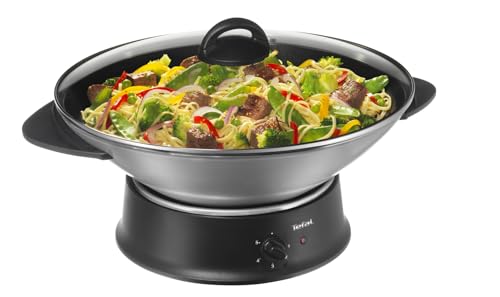 Tefal Multi Wok électrique, Thermostat réglable, Cuisson saine, Indicateur de chauffe Thermo-Spot, Couvercle en verre, Fabriqué en France WO300010