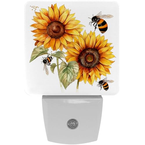 Lámpara nocturna LED Bees Sunflower para niños 7.6x7.6cm miniatura 1