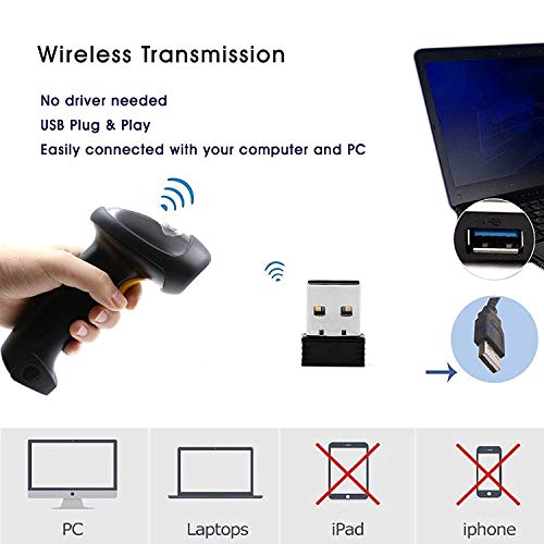 Teemi Wireless Barcode Scanner With Stand Handheld Bar Code Scanner Handsfree Scan 1D Laser Rechargeable Bar Code Reader 2.4Ghz Wireless And Usb Plug And Play thumb #4