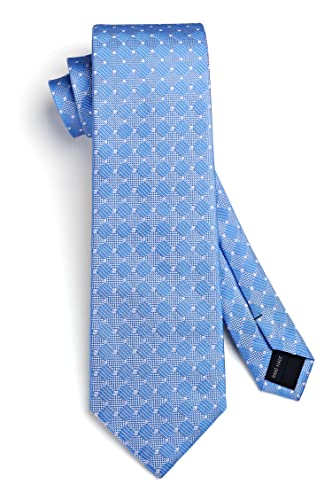 Image of HISDERN Mens Ties Plaid Tie and Pocket Square Set Classic Woven Formal Checkered Neckties & Handkerchief Wedding Party