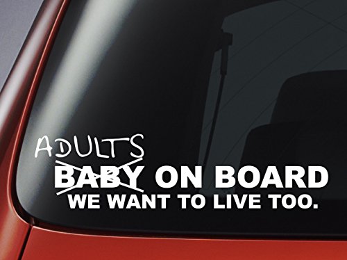 Pegatina Level 33© para ventana de coche con inscripción en inglés «Adult on board», pegatina de parachoques