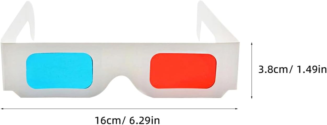 EXCEART 20pcs Red-Blue Paper Glasses Lightweight Anaglyph Eyewear for Movies and Home Viewing for Stereoscopic Films and Gaming Experiences