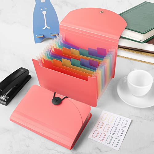 13 Pockets Coupon Receipt Organizer A6 Expanding File Folder, Small Accordian File Organizer for Storage Cards, Receipts, Coupons and Tickets-Pink - Thumbnail 7