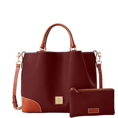 Dooney & Bourke Women's Brenna Satchel & Clutch Bundle in Pebble Grain Leather, Handbag with Crossbody Strap & Pouch