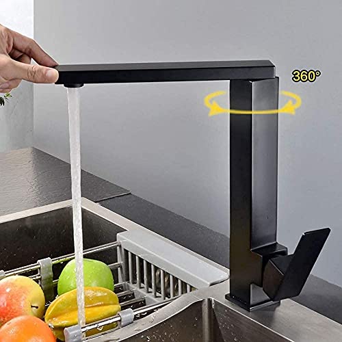 Robinet de cuisine noir en acier inoxydable 304 au design carré architectural - 3