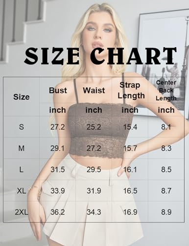 Image of Avidlove Bralettes for Women Lace Spaghetti Strap Tank Top Tube Slim Basic Camisole