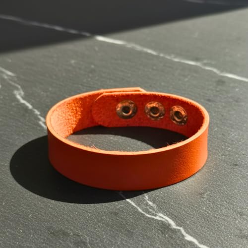 Image of THE MEN THING BLAZEFIT STRAP - 18mm Genuine Leather Bracelet with Stainless Steel Stud Button Closure for Men & Boys (6.6 /7.1 /7.6 inch)