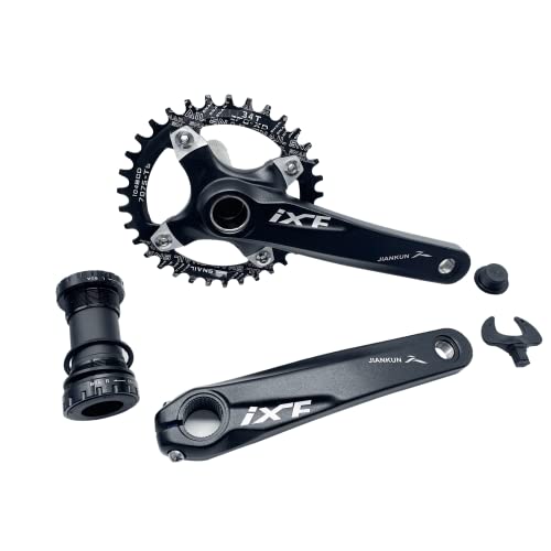 PLATTBK Bielas para bicicleta de montaña de 170 mm con 104 BCD 32T/34T/36T/38T, bielas de una sola velocidad, plato redondo para bicicleta de montaña