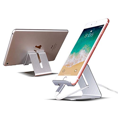 Ossky Soporte Mvil Mesa,Telfono Mesa Aluminio,Soporte Dock Base para iPhone Samsung Huawei, Soporte Tablet pequea.Se Adapta a Todos los Smartphones y Tabletas de Menos de 9.7 Pulgadas [Plata]