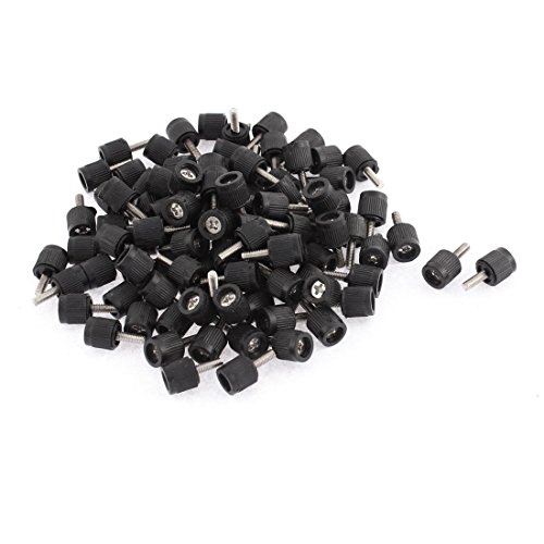 Aexit 100本ローレット付きプラスチックヘッドPCケースシャーシプラスつまみネジブラックM3x8mm(100pcs tete plastique molete cas PC vis chassis noir M3x8mm