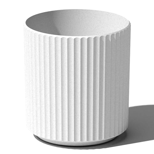 Image of Veradek Demi Series Round Planter for Porch, Patio, Backyard | Durable Plastic-Concrete Material | Modern Decor for Tall Plants, Flowers