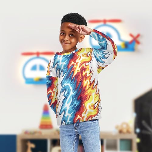 JUNZAN Lightning Video Game White Little Kids Hooded Sweatshirt Long Sleeve Sweatshirts for Boys Camping 4T4