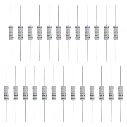 QUARKZMAN 25 Pcs Resistor De 1.5 Ohm, 3 Watts 5% Tolerancia Resistor De Película De Óxido Metálico Con Terminales Axiales, A Prueba De Llamas Para Proyectos Electrónicos DIY