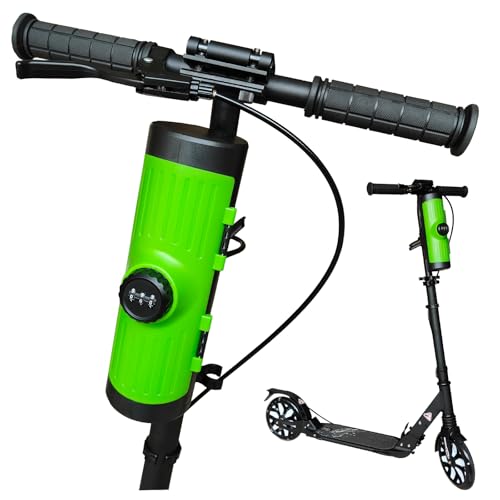 BOWENDA Anti-Theft Scooter Lock Box - 3-Digit Combo Weatherproof Storage Bag (740mL) for Electric Scooters, Bikes & Kid Scooters - Handlebar Stem Mount with Bracket Kit (Small Capacity, Green)
