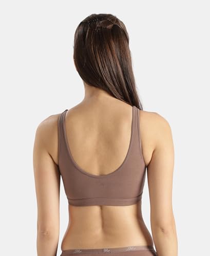 Image of Jockey 1550 Women's Super Combed Cotton Elastane Stretch Slip On Crop Top with Stay Fresh Treatment Bra